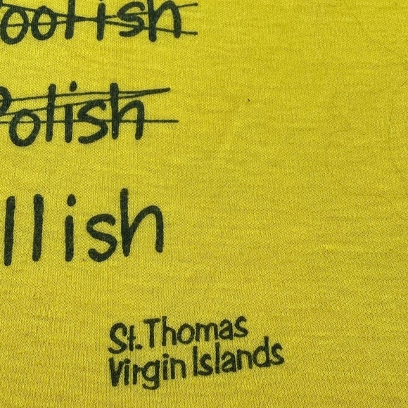 Vintage St. Thomas Virgin Islands 1980s Yellow Graphic Travel Tourism Tee tshirt - Picture 3 of 5